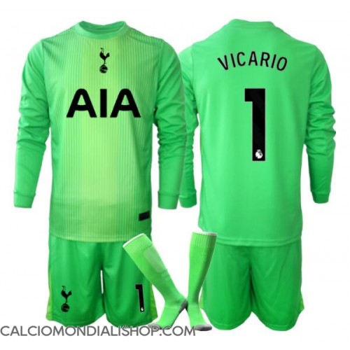 Maglie da calcio Tottenham Hotspur Guglielmo Vicario #1 Portiere Prima Maglia Bambino 2025-26 Manica Lunga (+ Pantaloni corti)